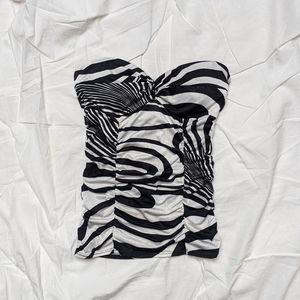 Vintage made in USA swirl pattern strapless clubbing top